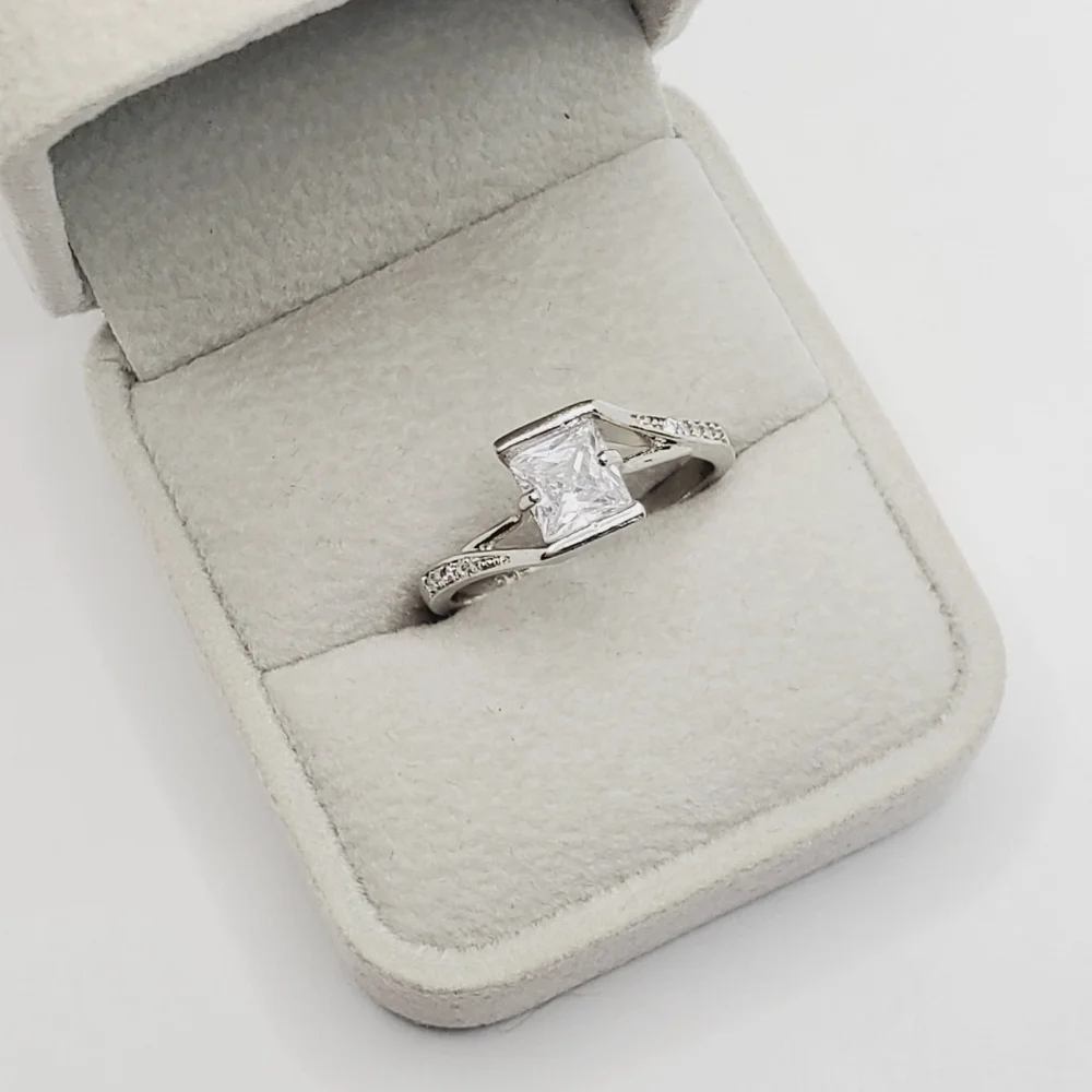 Princess Cut Silver Ring